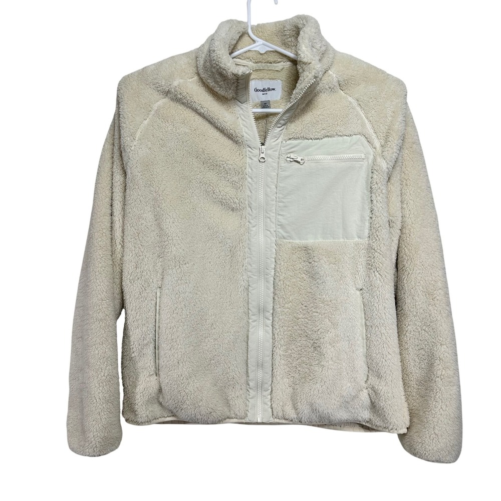 Goodfellow & Co Mens Cream Ultra-Soft Fleece Full Zip Sherpa Jacket Medium NEW - Picture 2 of 8